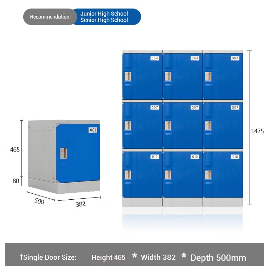 3-Tier Plastic School Lockers