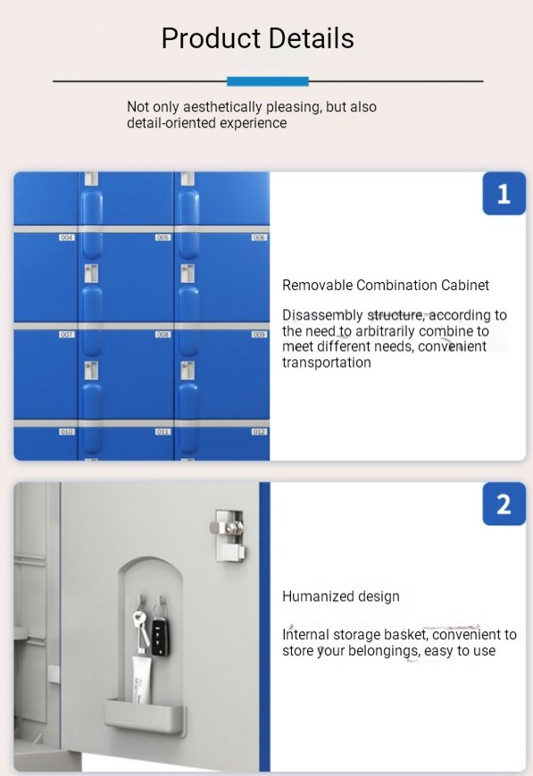 Open door view of 2-tier plastic locker showing spacious storage and ventilation