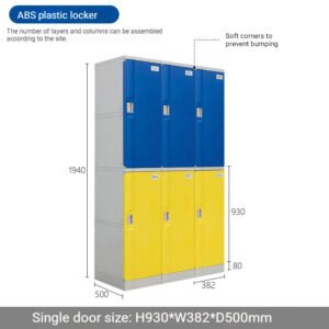 Safe-Edge Modular School Lockers | W382mm Stackable ABS Cabinets with Soft Corners for Students