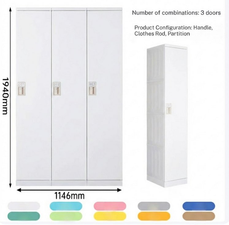 Anti-Bacterial ABS Plastic Locker for Hospital Operating Rooms | 1940mm Single Tier Staff Changing Cabinet 