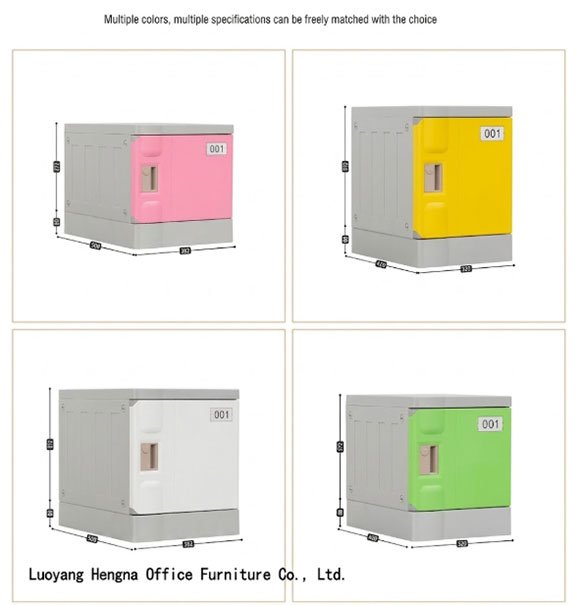 ABS locker color options — yellow, pink, white, and green door panels