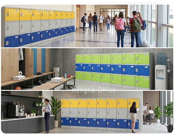  ABS lockers  in two rows at an RV park shower area