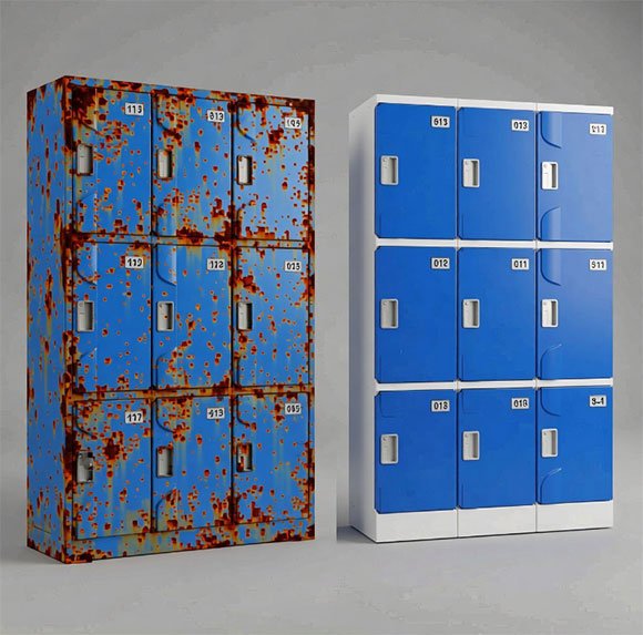 Rusted steel locker versus ABS plastic locker comparison — waterproof rustproof factory staff storage solution